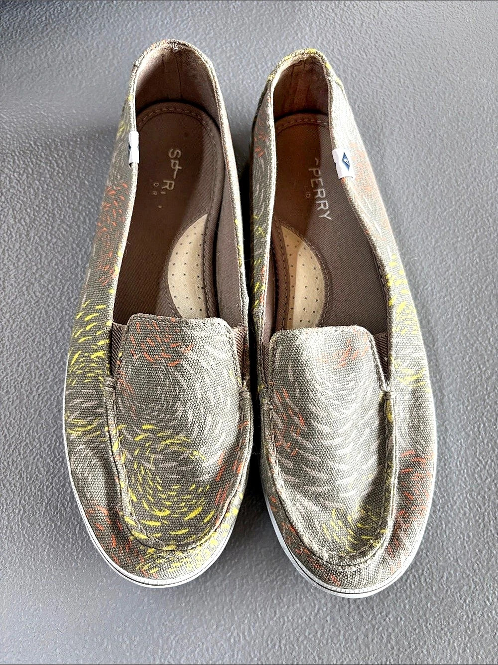 Sperry Women's Abstract Slip-On Sneakers Gray & Yellow size 7.5
